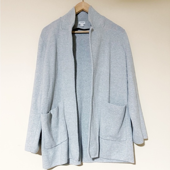 J. Crew Open Front Grey Cotton Sweater Blazer Small - Picture 7 of 10